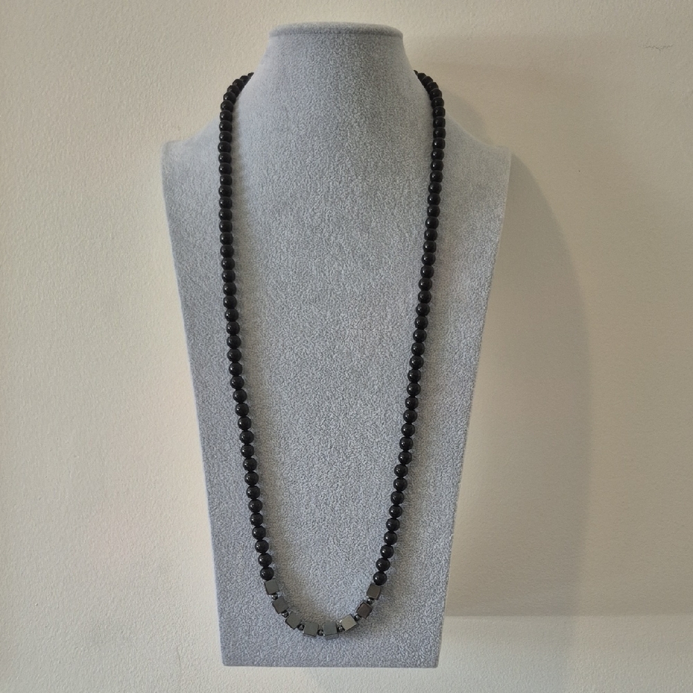 Modern Black Onyx Necklace & Braclet Natural Stones